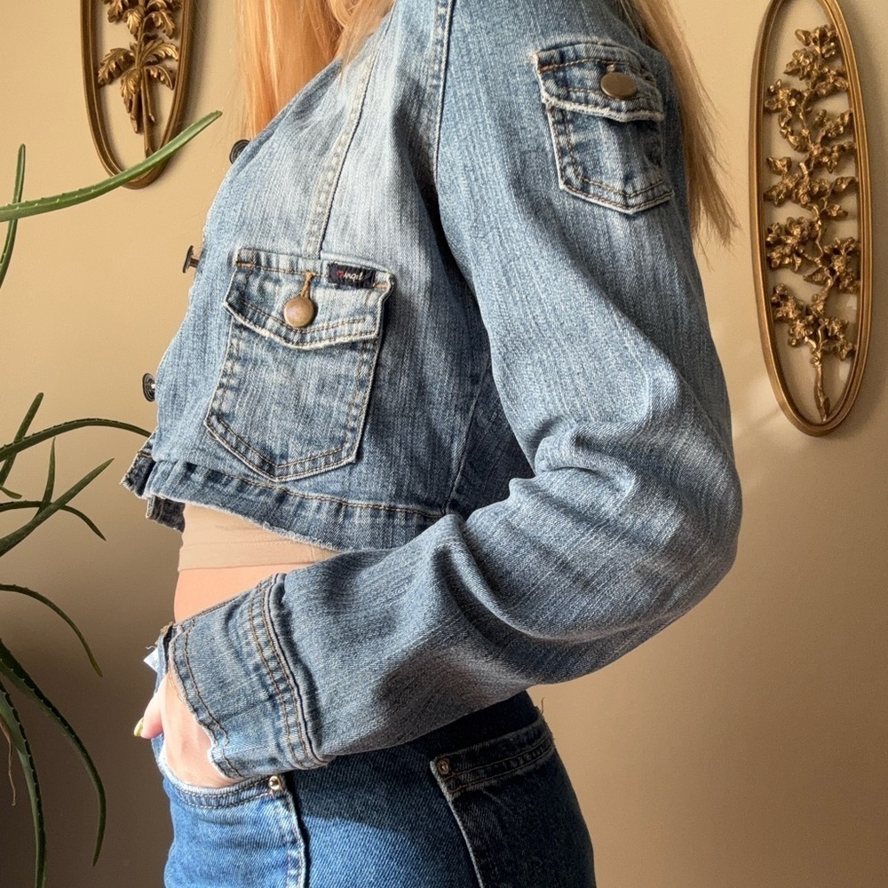 Angels Light Blue Cropped Jean Jacket - Picture 9 of 9